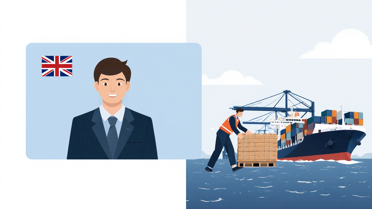 Business owner on video call with international client, freight forwarder at port.