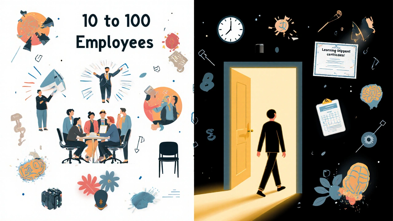 Person stepping from toxic workplace to supportive culture with light guiding the way.