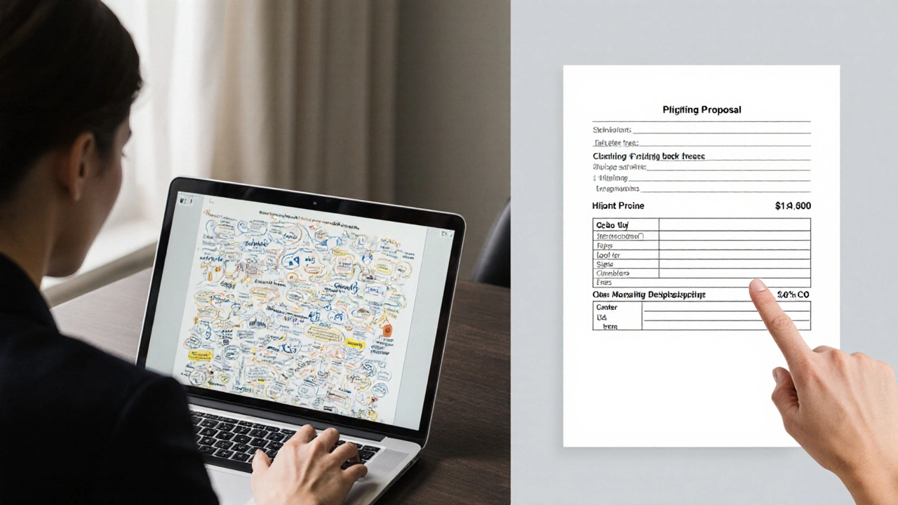 Split-screen comparison of a confusing proposal versus a transparent, structured UK sales proposal.