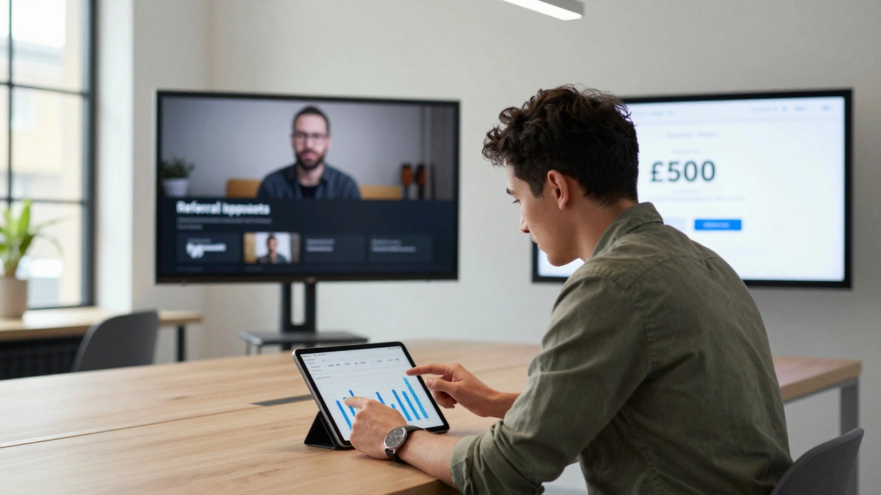 Founder analyzing customer cohort data in a London co-working space
