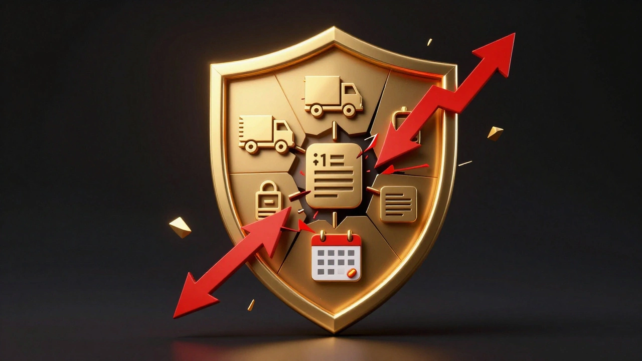 Golden shield made of delivery, SCA, and billing icons blocking red chargeback arrows.