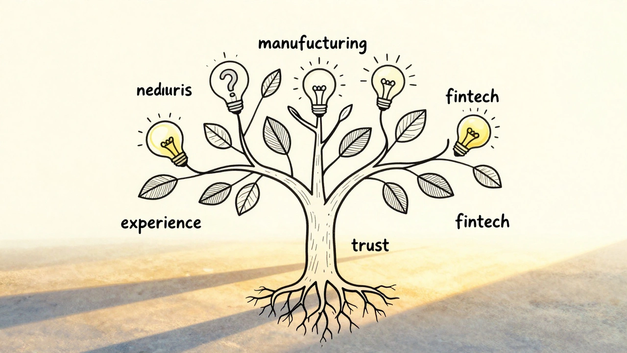 A symbolic tree representing mentorship with roots in experience and branches extending into UK industries.
