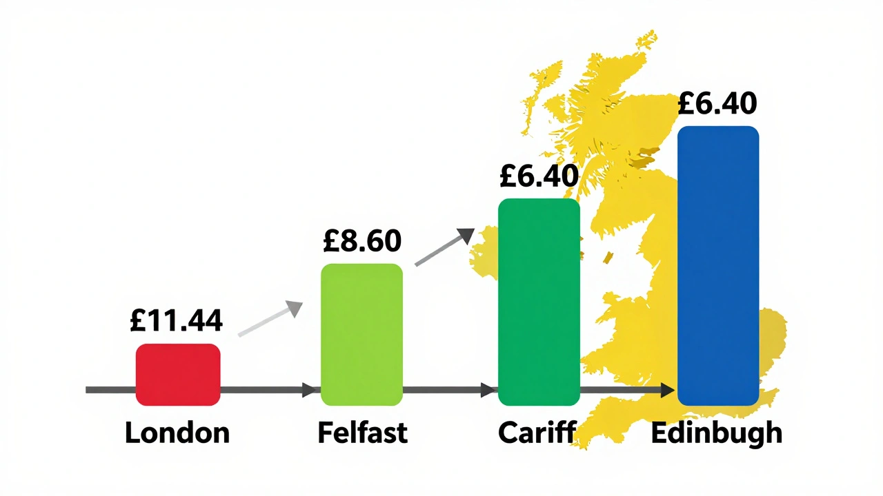 A timeline across a UK map showing age-based minimum wage rates and apprentice transitions