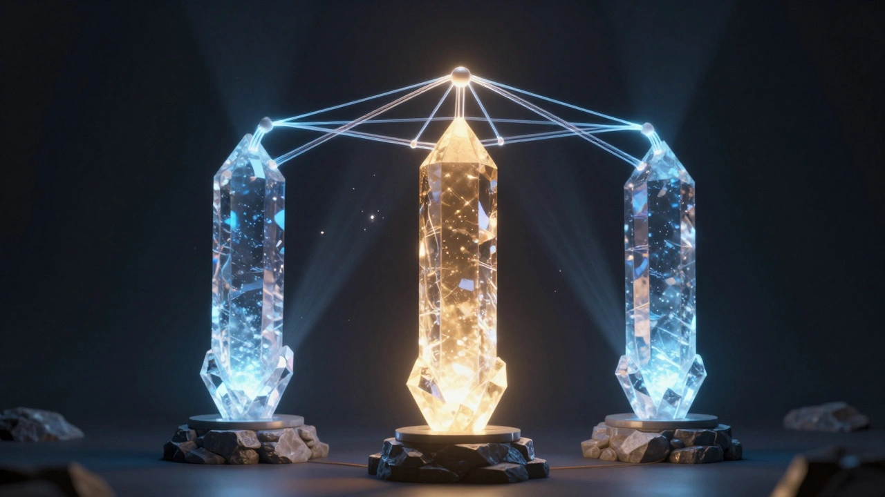 Glowing structural pillars representing organizational clarity.