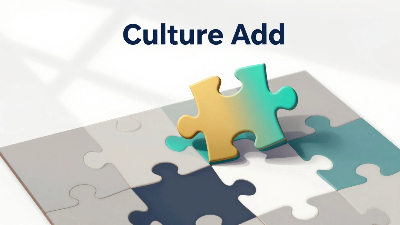 A bright puzzle piece being added to a diverse group, representing the concept of culture add.