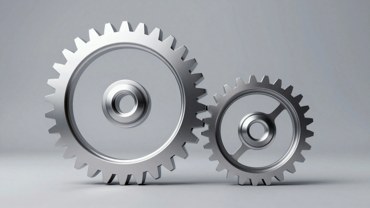 Two interlocking metallic gears symbolizing a diversified multi-sourcing strategy