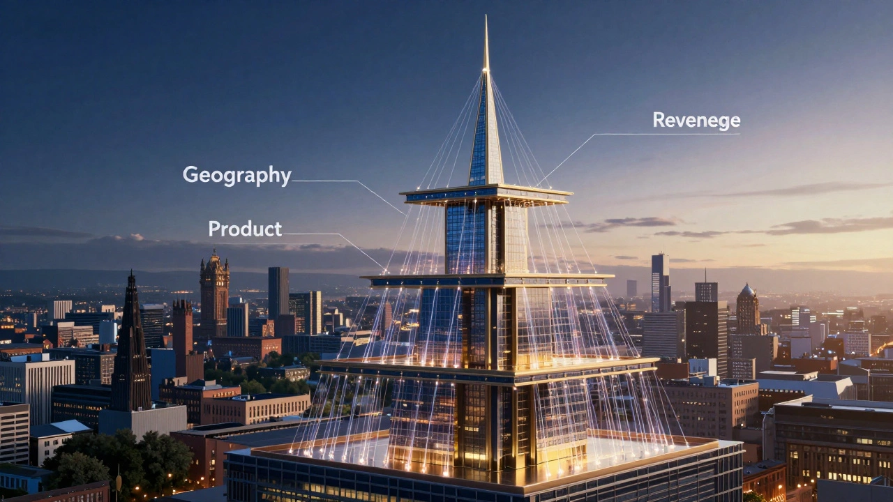 Abstract visualization of a scaling business expanding across markets