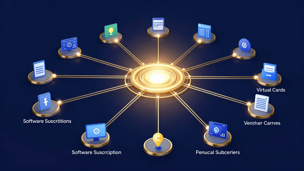 Abstract illustration of connected data nodes representing automated financial reconciliation systems