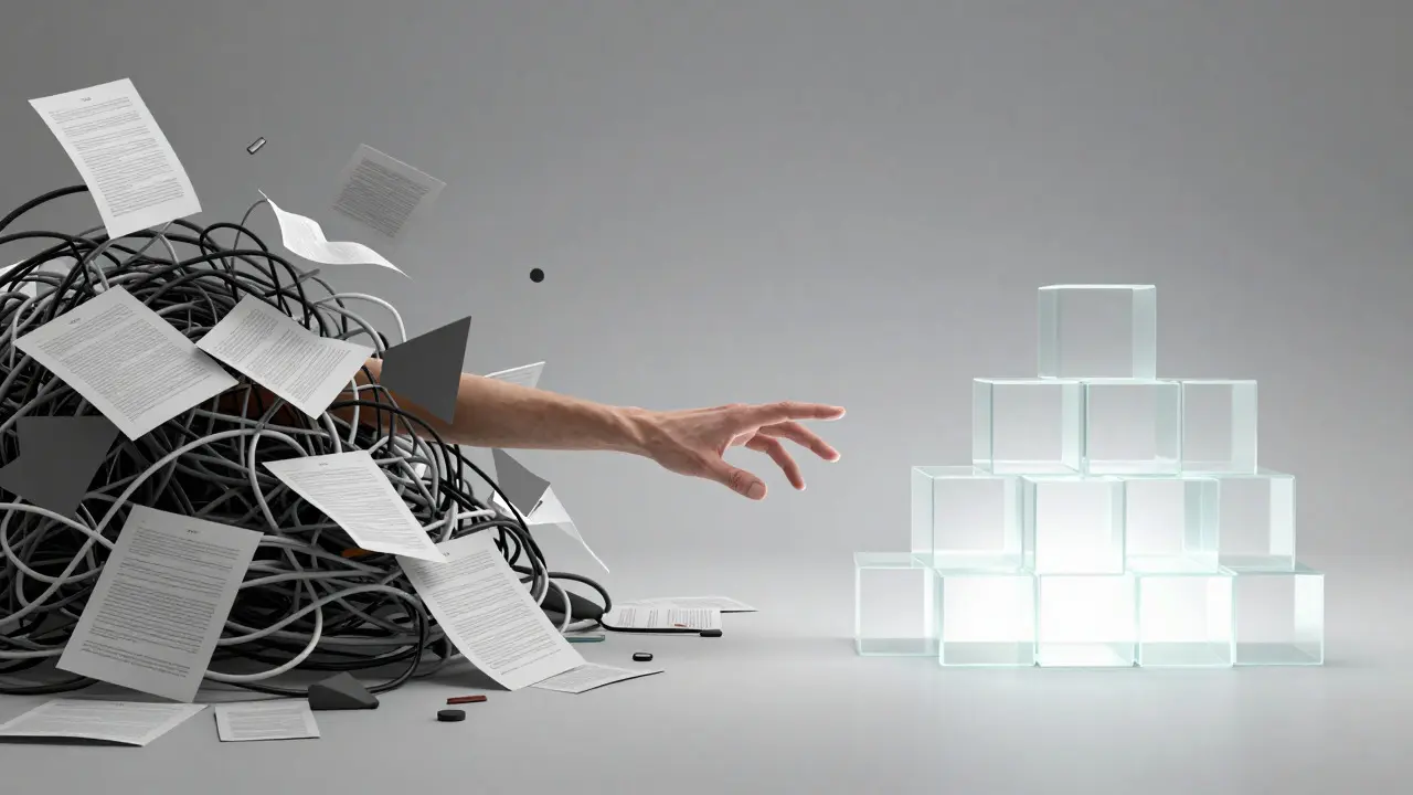 Artistic representation of transforming chaotic data into clear insights