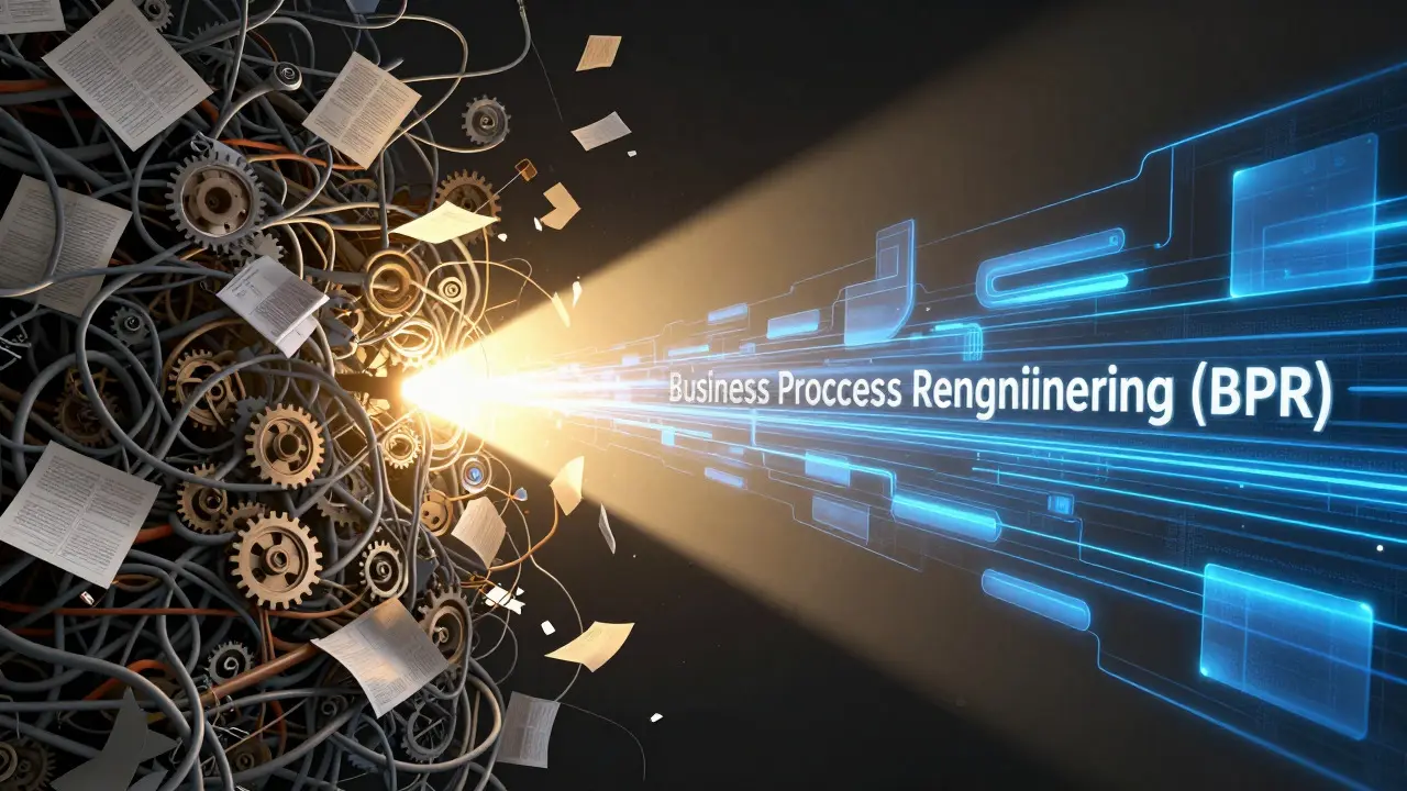 Conceptual art showing transformation of chaotic workflows into streamlined digital paths