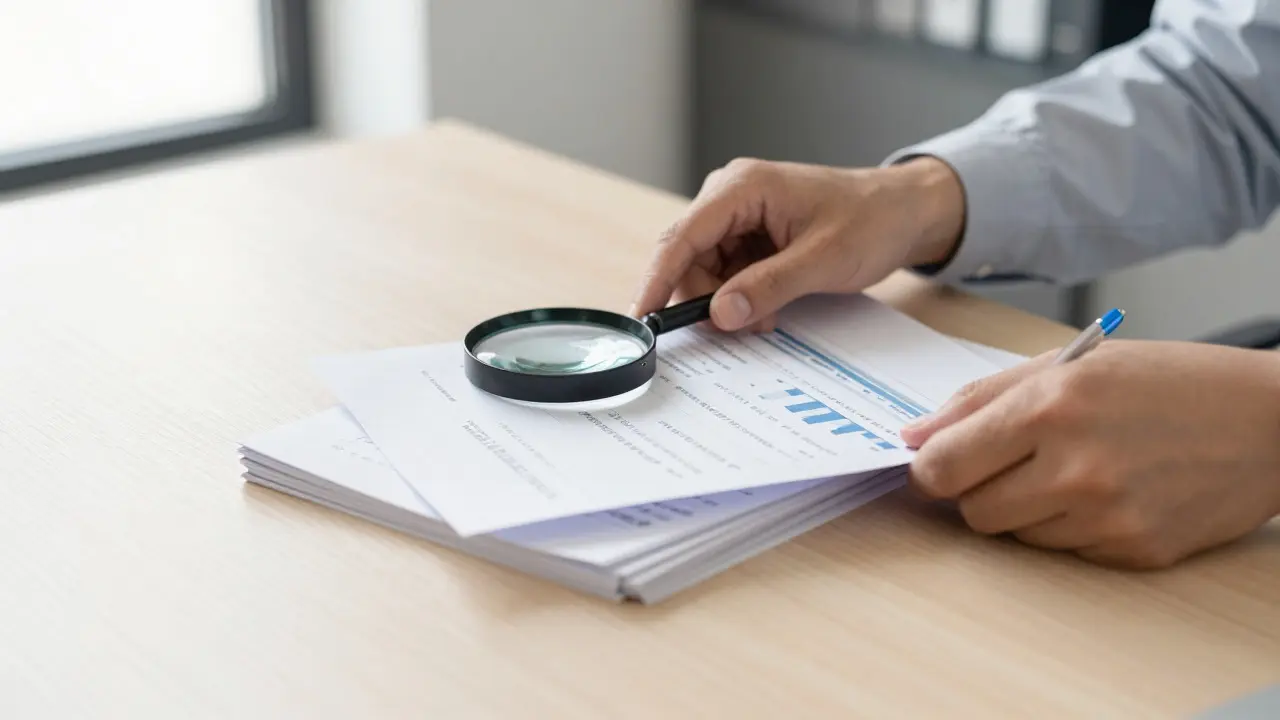 Hands reviewing trade data documents and charts on a desk