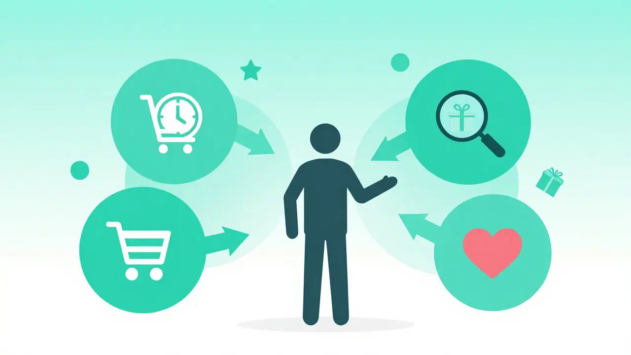 Illustration of consumer receiving targeted messages from different audience segments