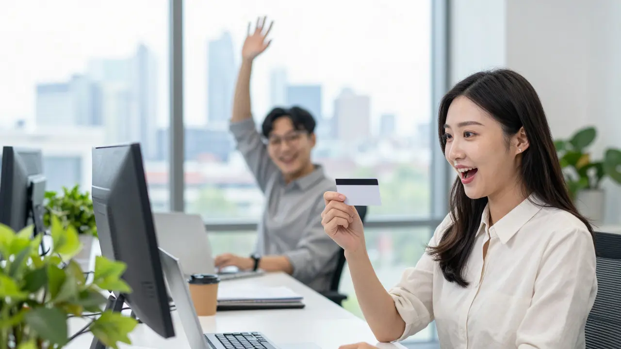 Remote worker receiving a token of appreciation while connecting with their in-office team