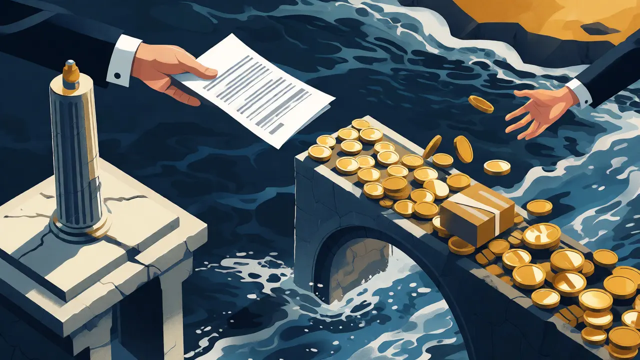 Conceptual illustration of a bank acting as a secure bridge between exporter and buyer.