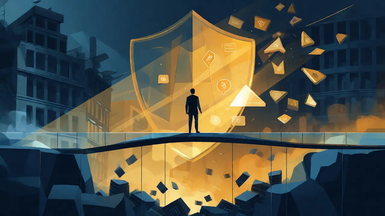 A director protected by a golden shield against financial risks and lawsuits.