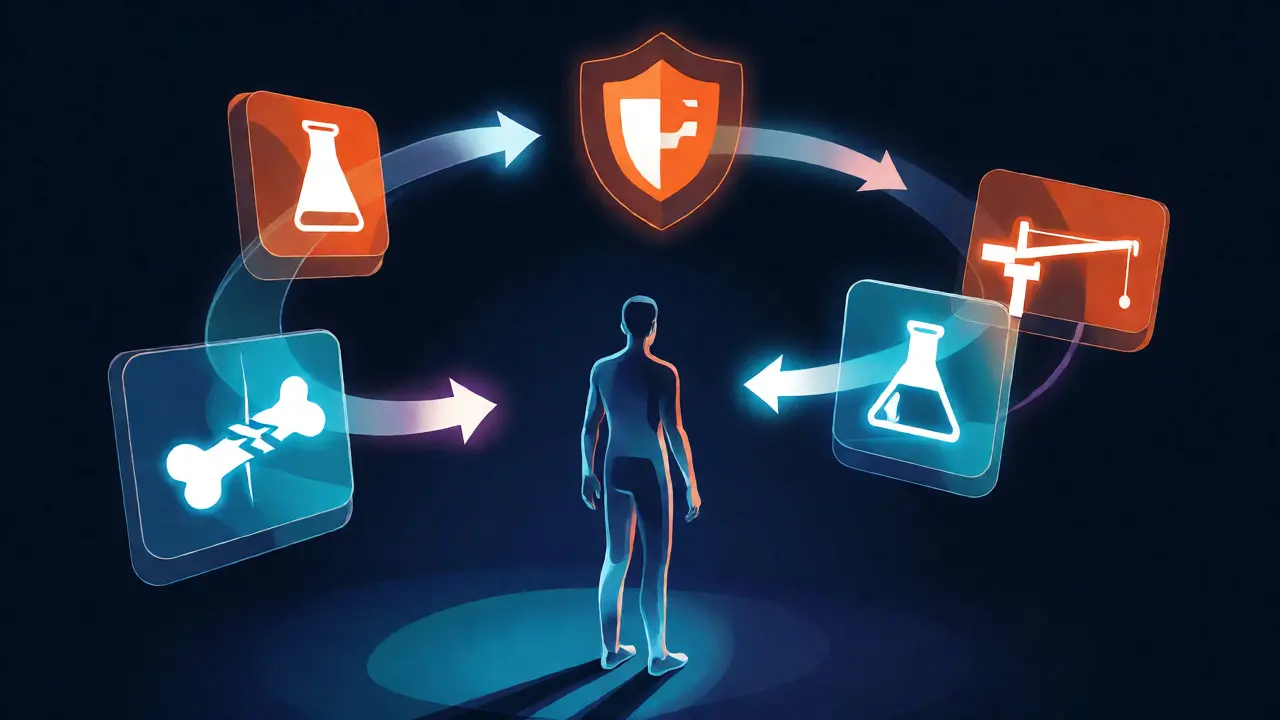 Conceptual visualization of workplace injuries flowing to safety authority
